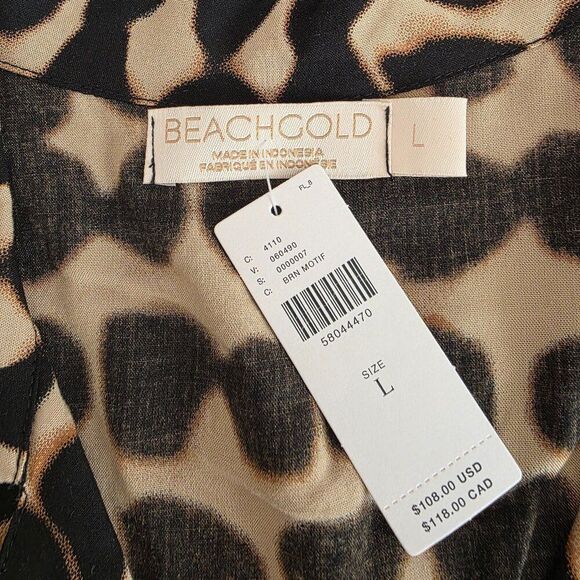 NWT Anthropologie-Beach Gold Button Up Tee Sz L - Picture 4 of 4